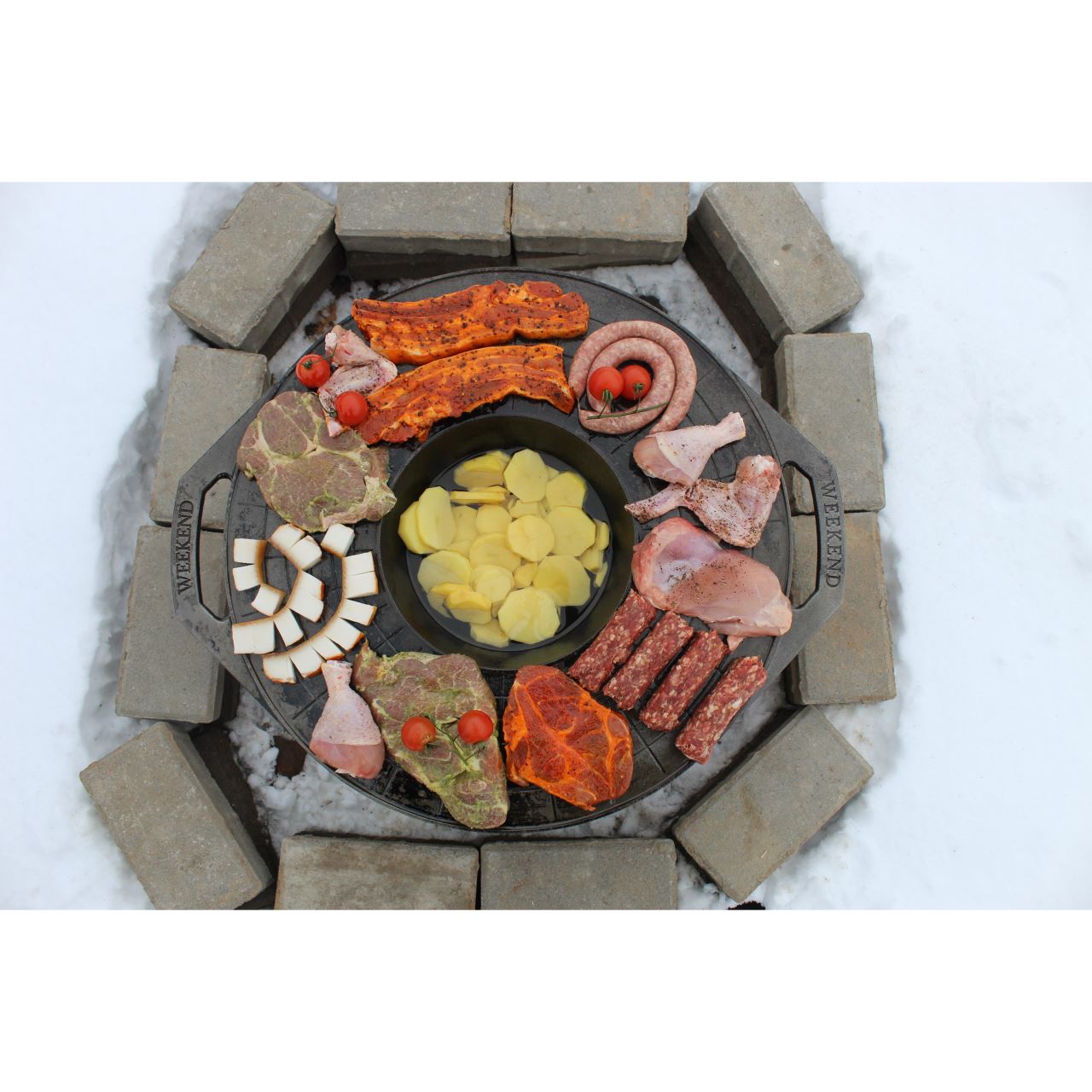 Disc pentru gratar, fonta, tip grill, cu picioare, 52 cm, Mixt Barbeque