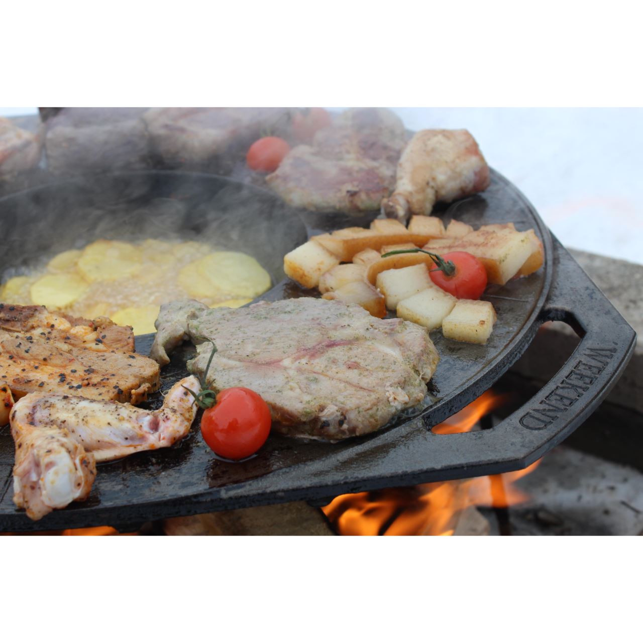 Disc pentru gratar, fonta, tip grill, cu picioare, 52 cm, Mixt Barbeque