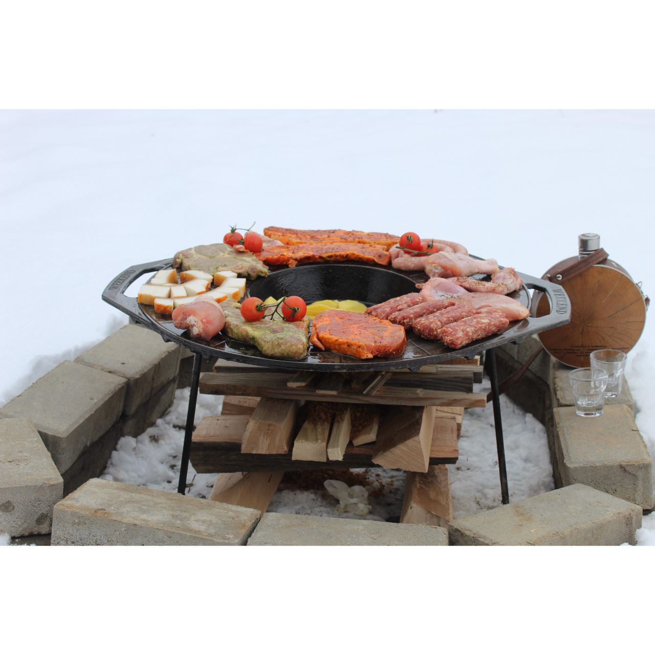 Disc pentru gratar, fonta, tip grill, cu picioare, 52 cm, Mixt Barbeque