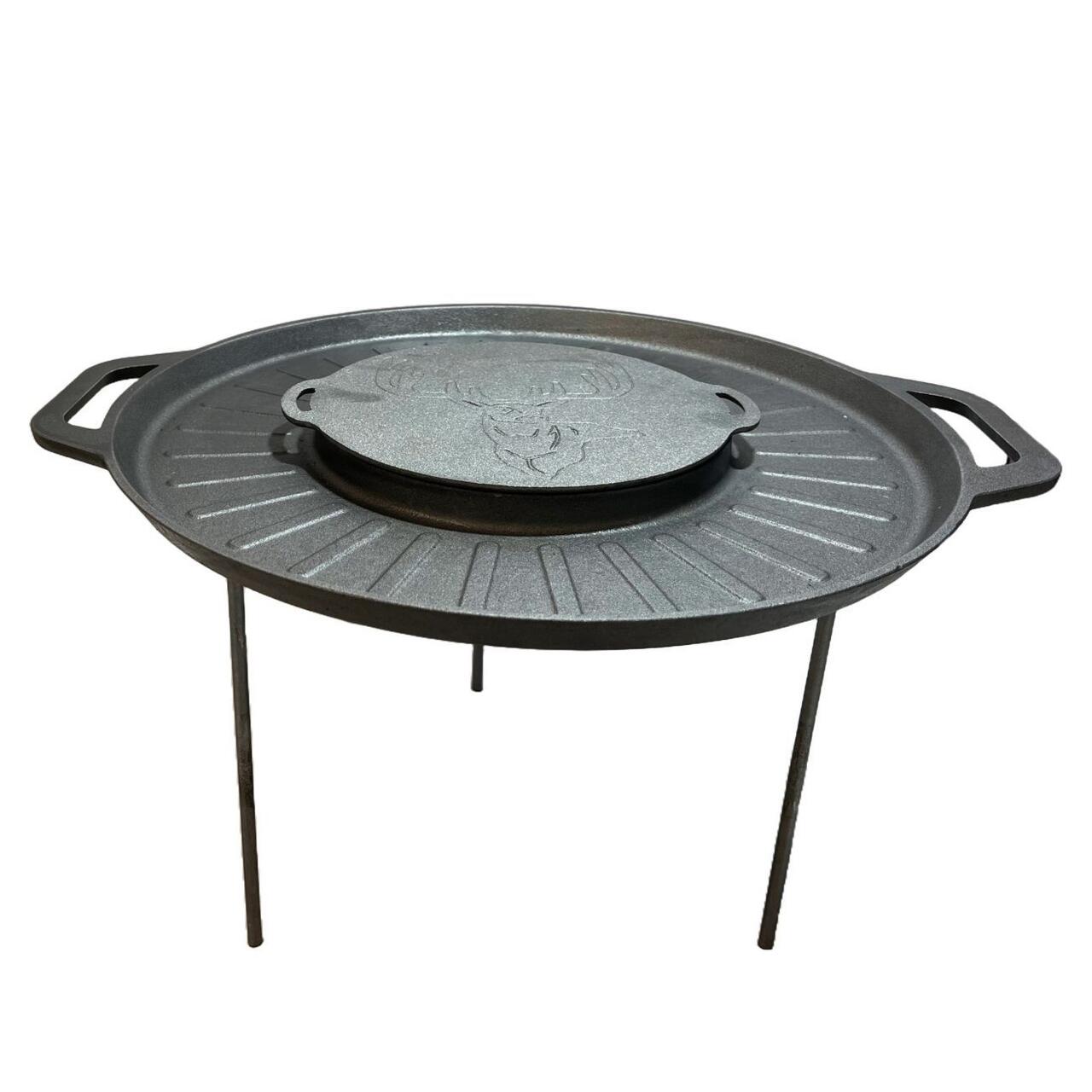 Disc pentru gratar, fonta, tip grill, cu picioare, set 4 piese, 49.5 cm