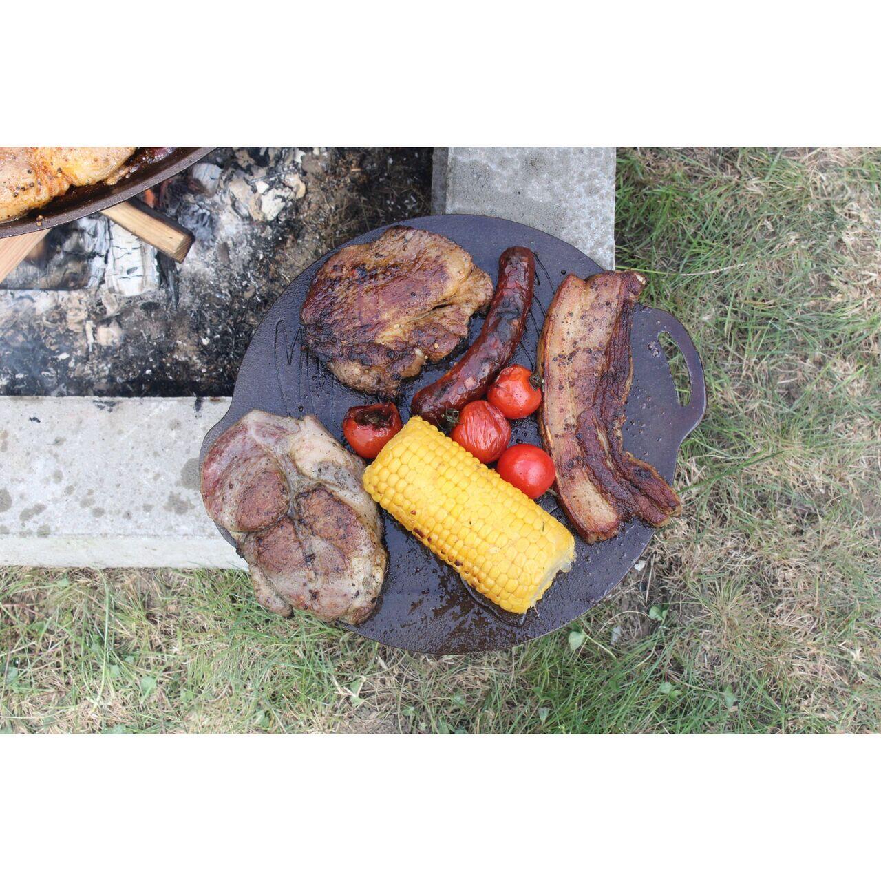 Disc pentru gratar, fonta, tip grill, cu picioare, set 4 piese, 49.5 cm