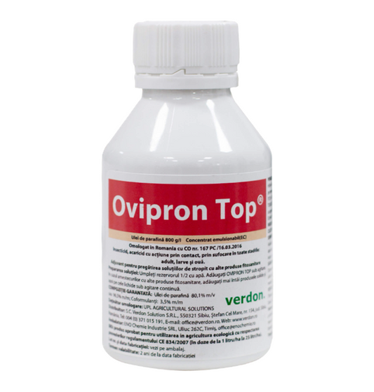 Ovipron Top - Ulei Horticol Insecticid si Acaricid, Certificat BIO - Cais, Cires, Mar, Par, Piersic, Prun, Vita de Vie, UPL
