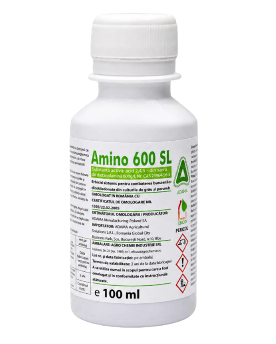 Amino 600 SL - Erbicid Postemergent Selectiv, Acid 2,4-D, Buruieni Dicotiledonate, Grau, Porumb, Adama