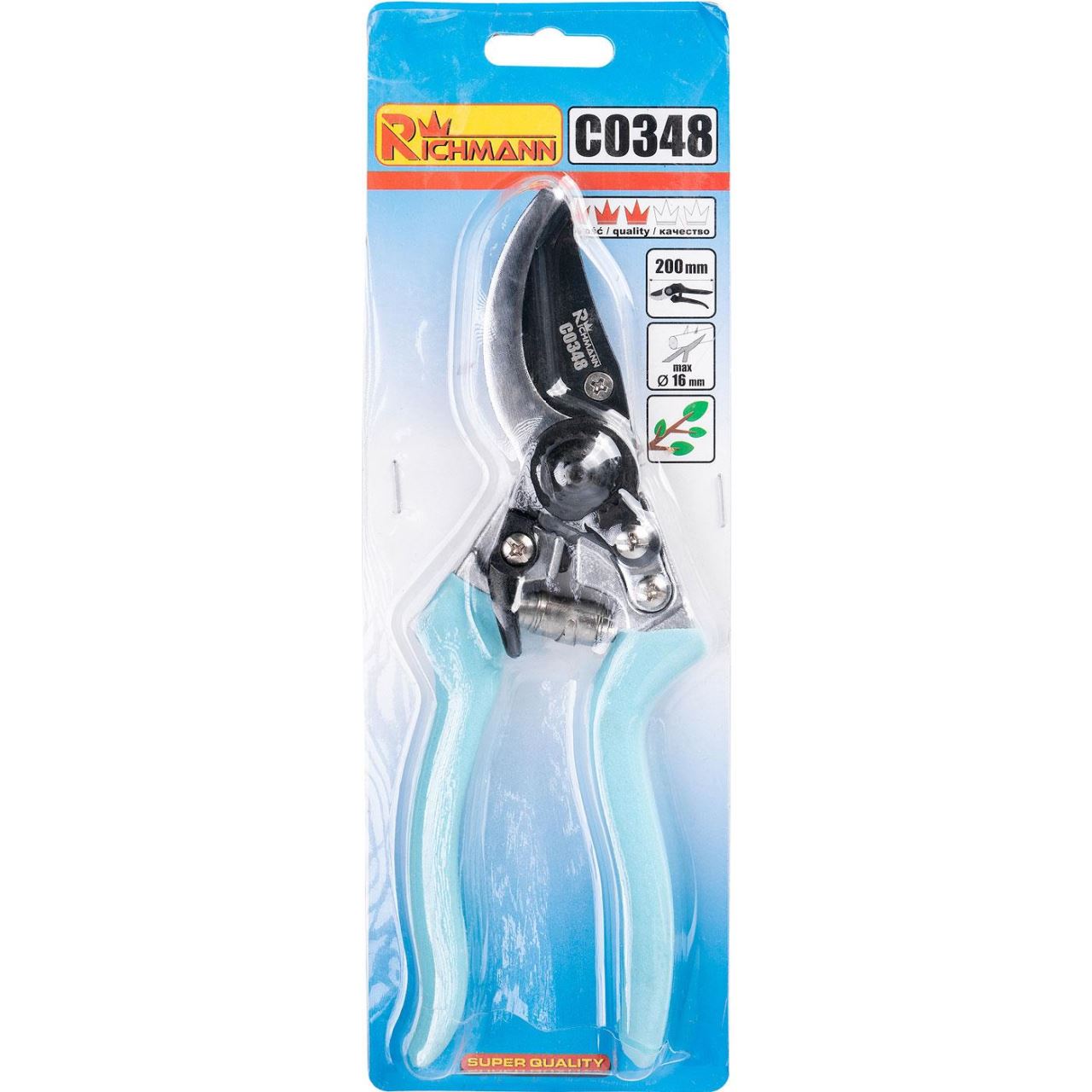 Foarfeca gradina, tip nicovala, cu arc, teflon, 20 cm, Richmann