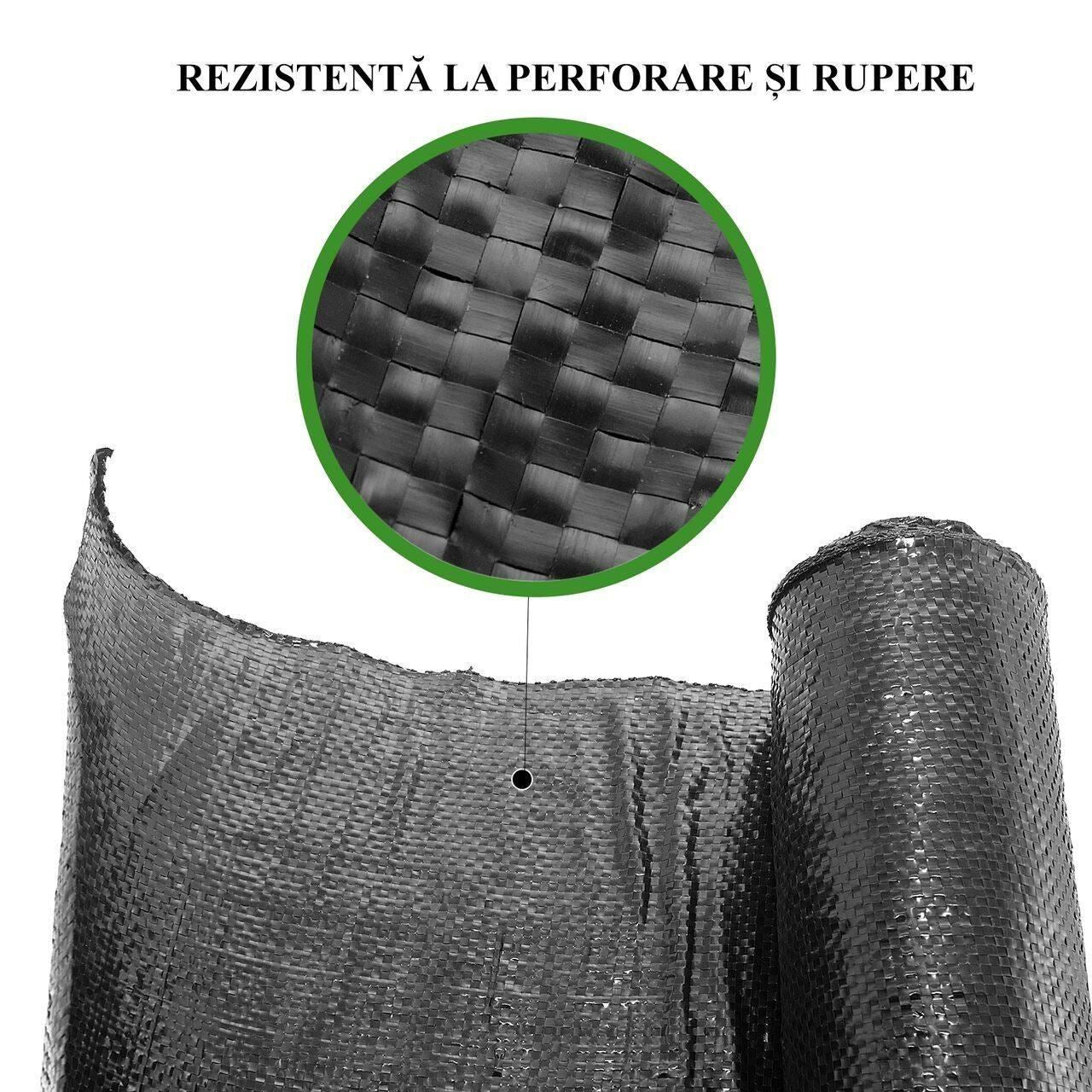 Folie antiburuieni, polipropilena, tesuta, neagra, 100 g/m2, 1.5x10 m