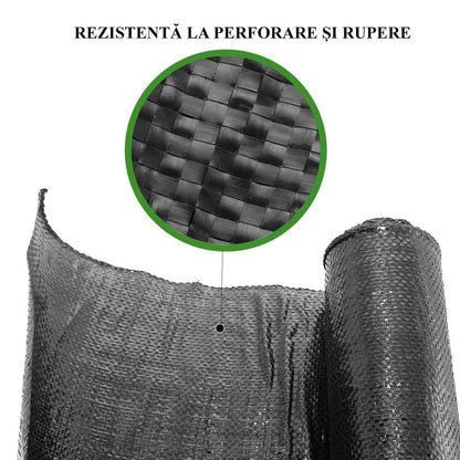 Folie antiburuieni, polipropilena, tesuta, neagra, 100 g/m2, 1.5x10 m