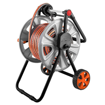Furtun de gradina, NEO, cu pistol de stropit, carucior cu tambur, accesorii, 6 straturi, 1/2", 50 m