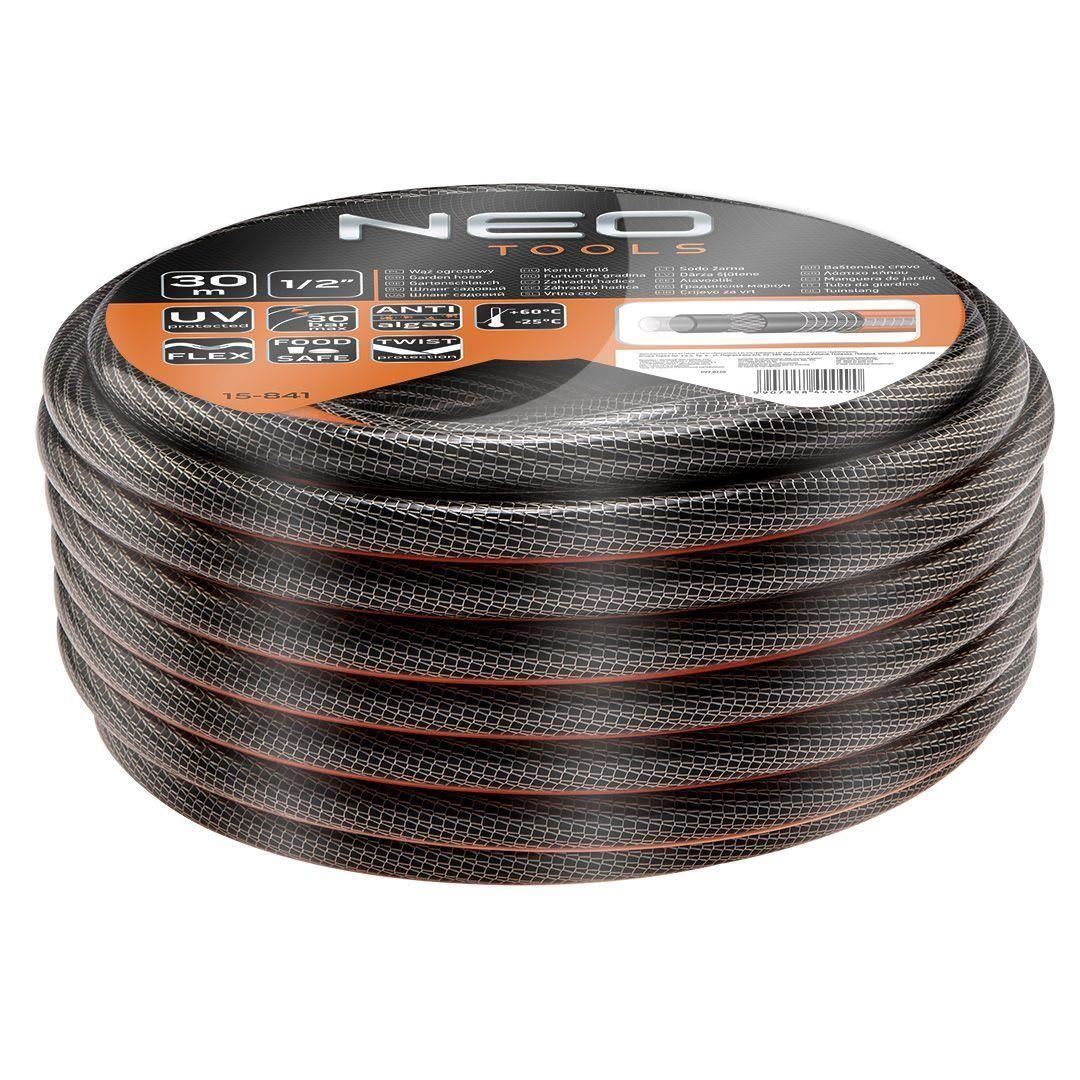 Furtun de gradina, antirasucire, 6 straturi, 30 m, cu duza si 3 accesorii, 1/2", NEO