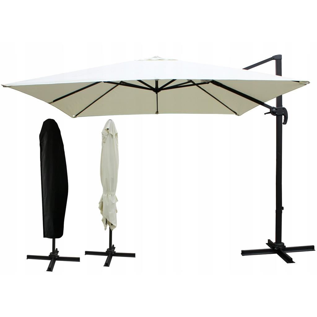 Umbrela gradina/terasa, patrata, cu articulatie, crem, 300x300 cm, Roma