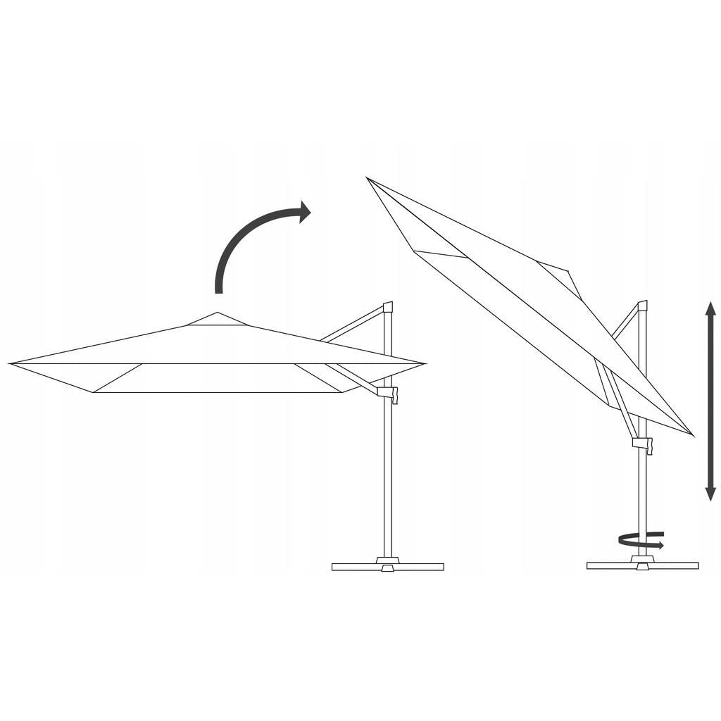 Umbrela gradina/terasa, patrata, cu articulatie, crem, 300x300 cm, Roma