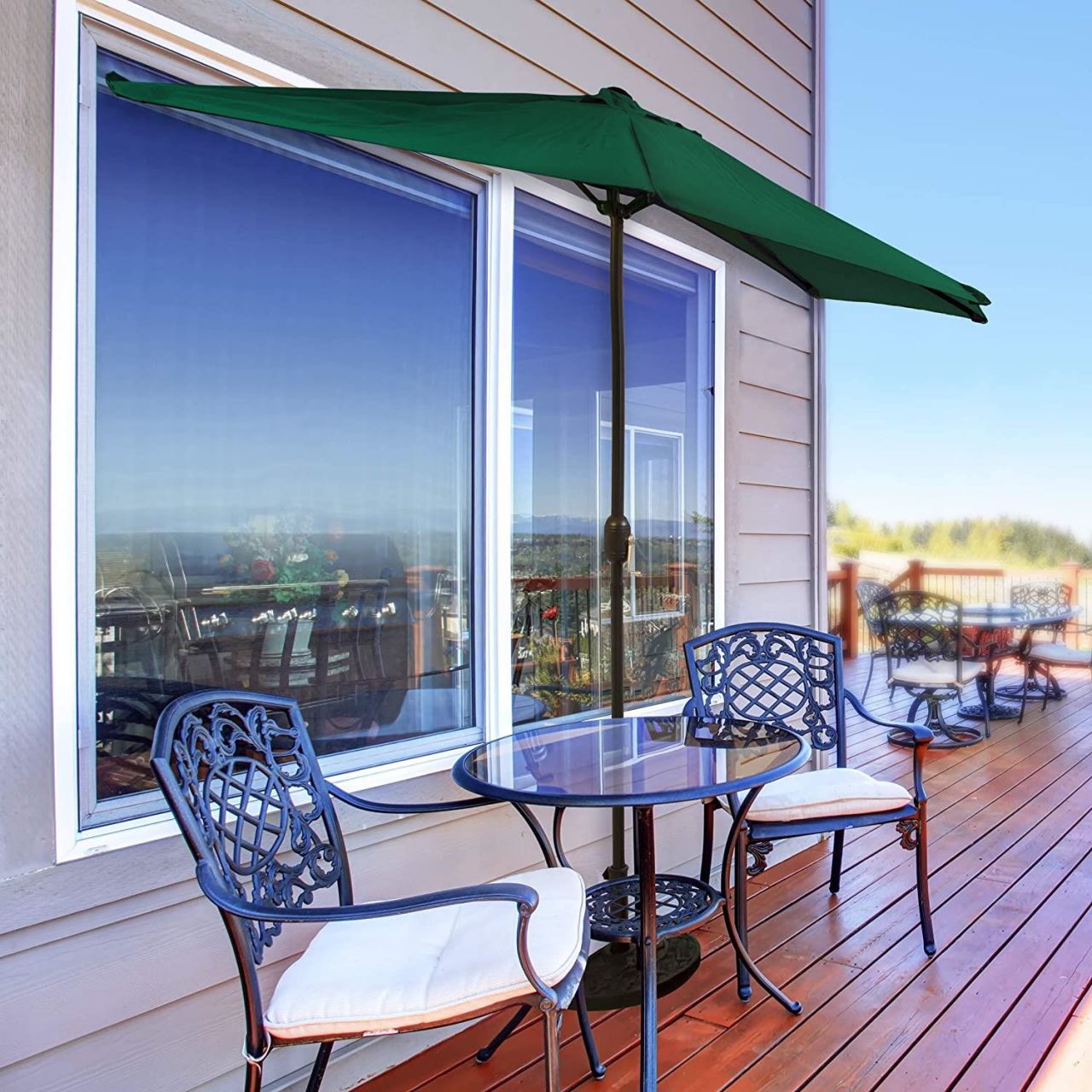 Umbrela balcon/terasa, semirotunda, verde, 270 cm