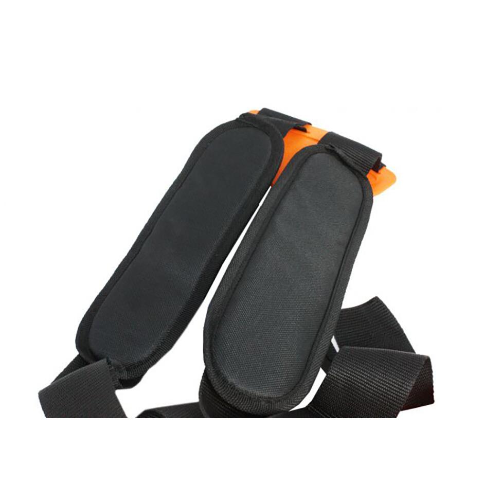 Ham pentru motocoasa/trimmer, Micul Fermier, bretele panza, portocaliu si negru, 27x20x2 cm