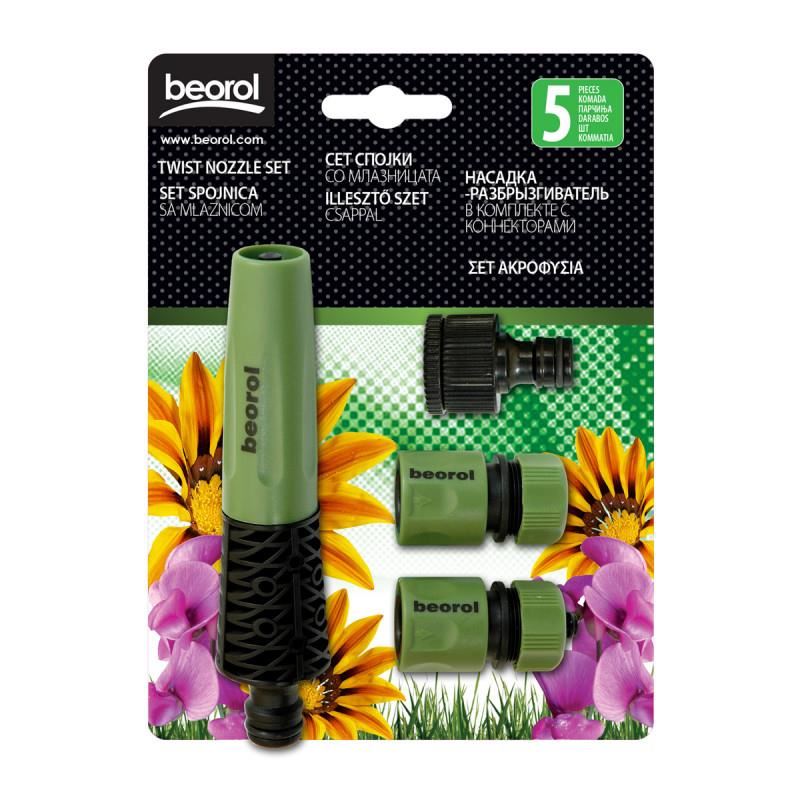 Set de stropit, duza furtun cu accesorii, 5 piese, Beorol