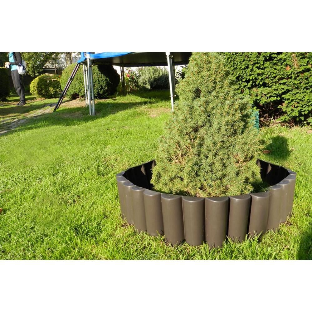 Palisada/bordura pentru gradina, maro, set 8 buc, 27x24 cm, 2.16 m