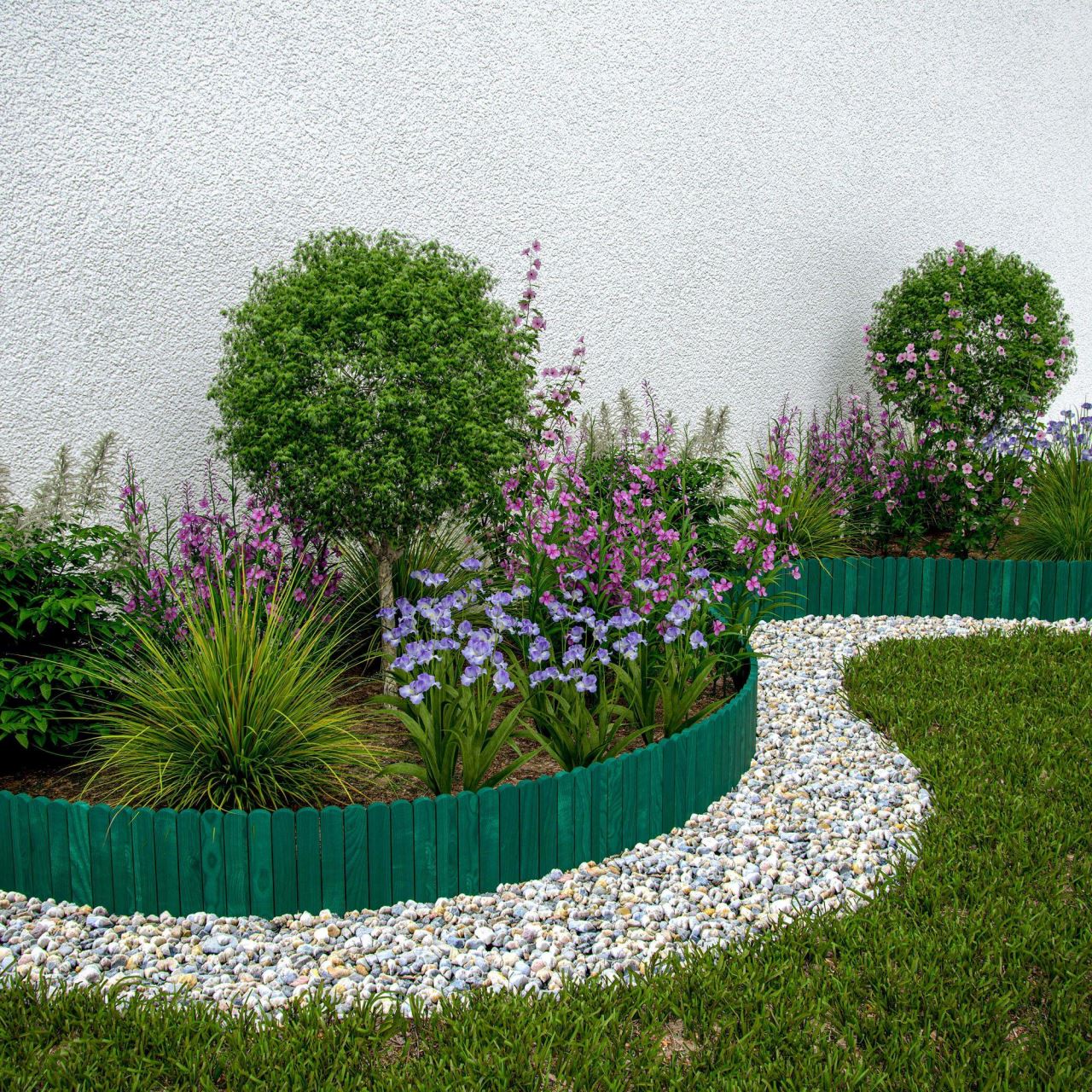 Gard de gradina decorativ din lemn, verde, 200x30 cm