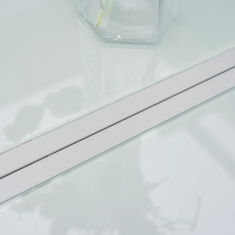 Set mobilier gradina/terasa, aluminiu, blat sticla, gri si argintiu, 1 masa, 6 scaune, Sway