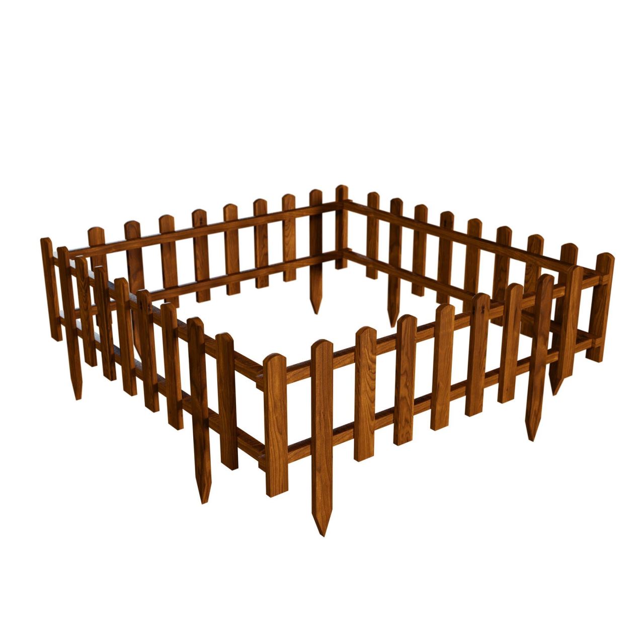 Gard de gradina decorativ, din lemn distantat, maro, 104x40 cm