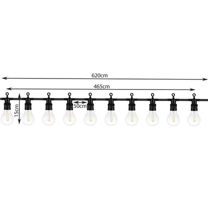 Ghirlanda tip sirag de becuri, LED, 220-240V, IP44, 6 cm, 4.65 m