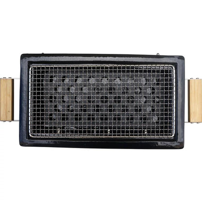 Gratar cu carbuni, grill dreptunghiular, ceramic, Hibachi, 17x34x17.5 cm, Perfect Home