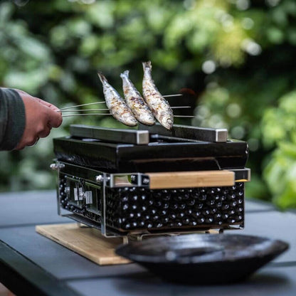 Gratar cu carbuni, grill dreptunghiular, ceramic, Hibachi, 17x34x17.5 cm, Perfect Home