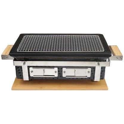 Gratar cu carbuni, grill dreptunghiular, ceramic, Hibachi, 17x34x17.5 cm, Perfect Home