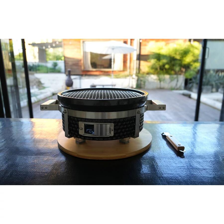 Gratar cu carbuni, grill rotund, ceramic, Hibachi, 31x19.5 cm, Perfect Home