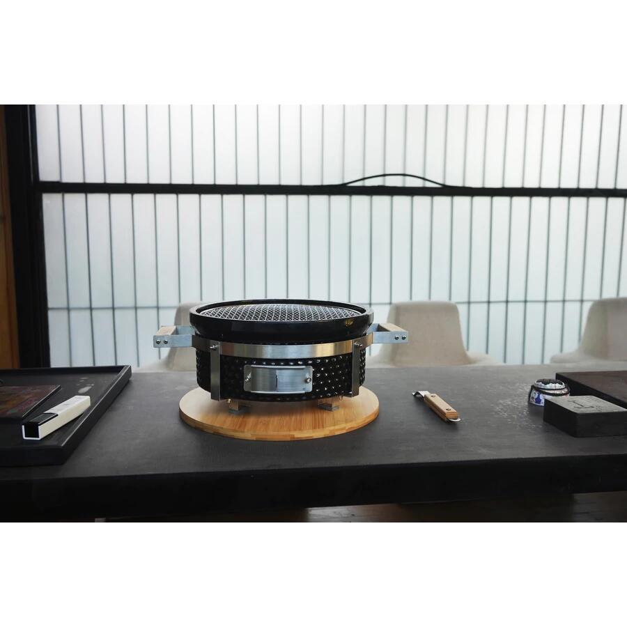 Gratar cu carbuni, grill rotund, ceramic, Hibachi, 31x19.5 cm, Perfect Home