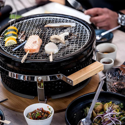 Gratar cu carbuni, grill rotund, ceramic, Hibachi, 31x19.5 cm, Perfect Home