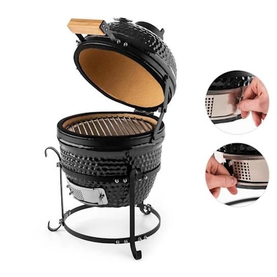 Gratar gradina, grill rotund, ceramic, cu capac, 35x40.5x55 cm, Kamado Egg 13