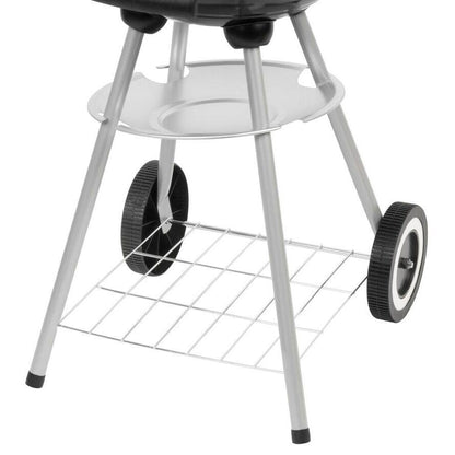 Gratar gradina cu carbuni, grill rotund, cu roti, capac, rafturi, 34.5 cm, 36x46.5x71 cm, Pluto
