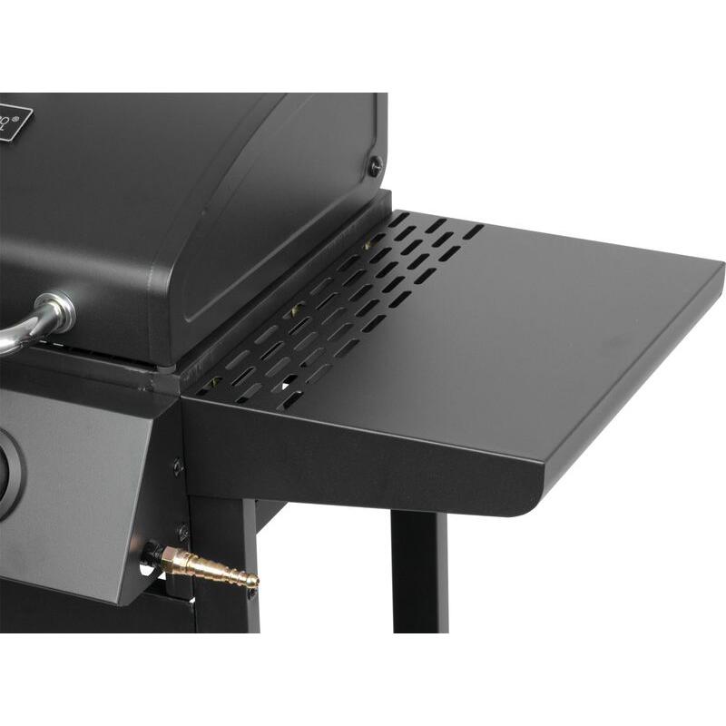 Gratar gradina, grill dreptunghiular, cu gaz, 2 arzatoare, cu roti, capac, rafturi, 96x50x100 cm, BBQ Andora
