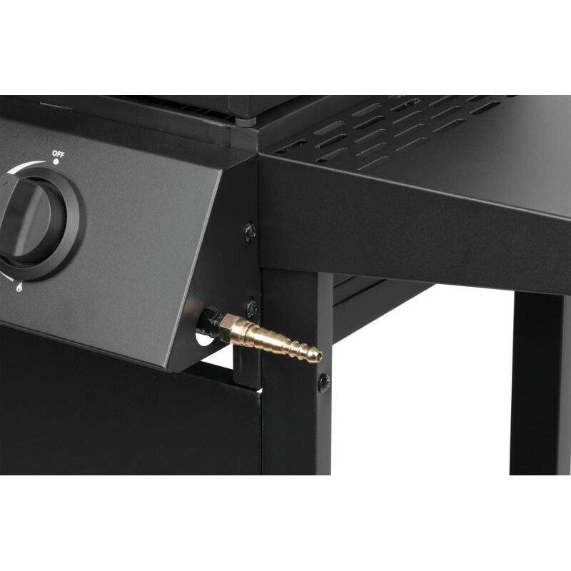 Gratar gradina, grill dreptunghiular, cu gaz, 2 arzatoare, cu roti, capac, rafturi, 96x50x100 cm, BBQ Andora