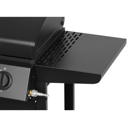 Gratar gradina, grill dreptunghiular, cu gaz, 4 arzatoare, cu roti, capac, rafturi, 116x50x100 cm, BBQ Malaga