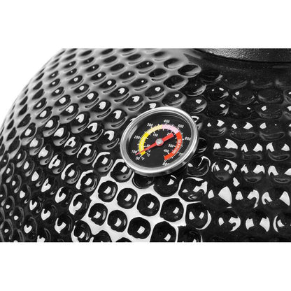 Gratar gradina, grill rotund, ceramic, cu roti, capac, rafturi, 130x73x122 cm, Kamado Egg 21