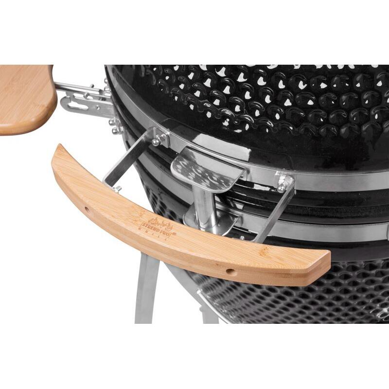 Gratar gradina, grill rotund, ceramic, cu roti, capac, rafturi, 130x73x122 cm, Kamado Egg 21