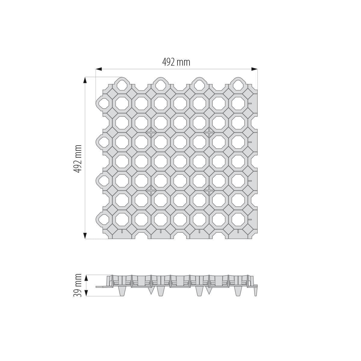 Grilaj plastic pentru parcari auto, negru, 49.2x49.2x3.9 cm