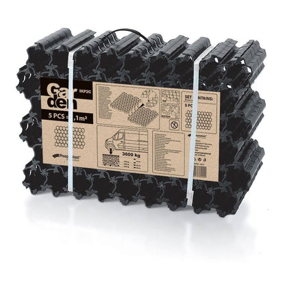 Grilaj plastic pentru parcari auto, negru, 60x40x3.3 cm, set 5 piese, 1.1 mp, Prosperplast