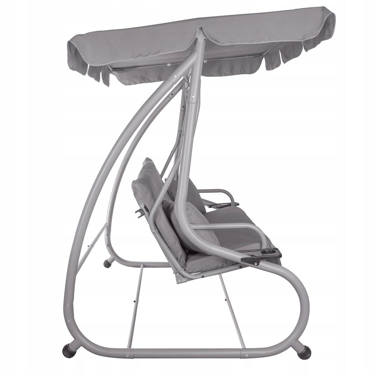 Balansoar gradina, Springos, Venezia, 3 locuri, gri, 190x125x163 cm, functie pat, max 280 kg