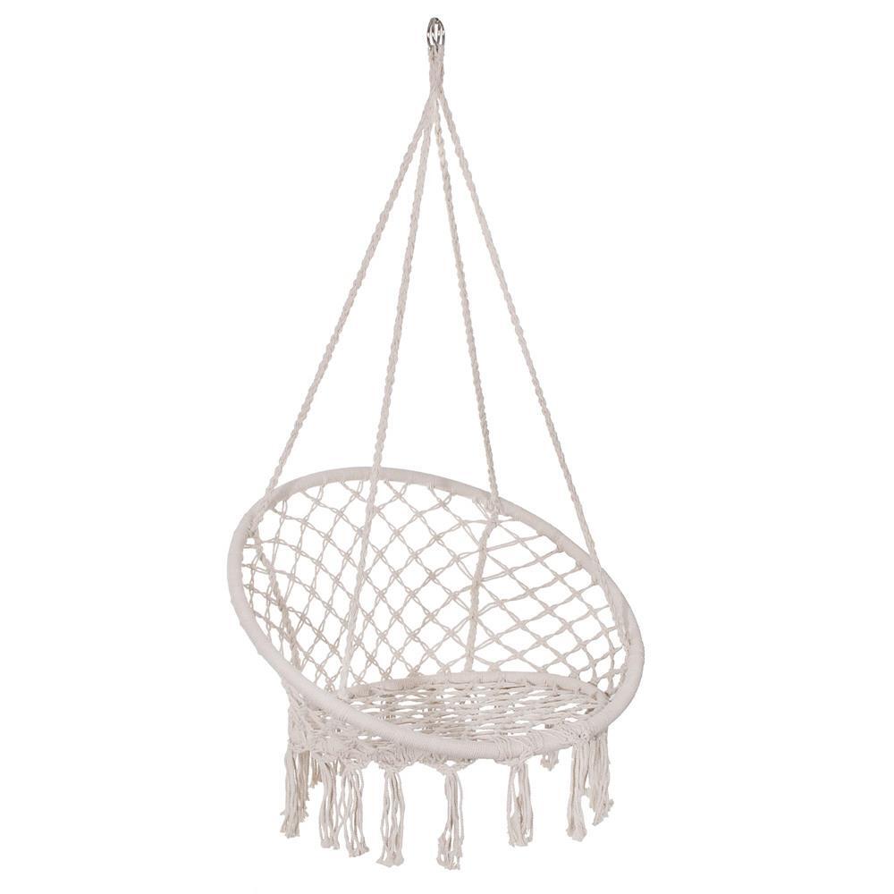 Hamac brazilian, tip scaun, Springos, crem, max 150kg, 79x80x120 cm