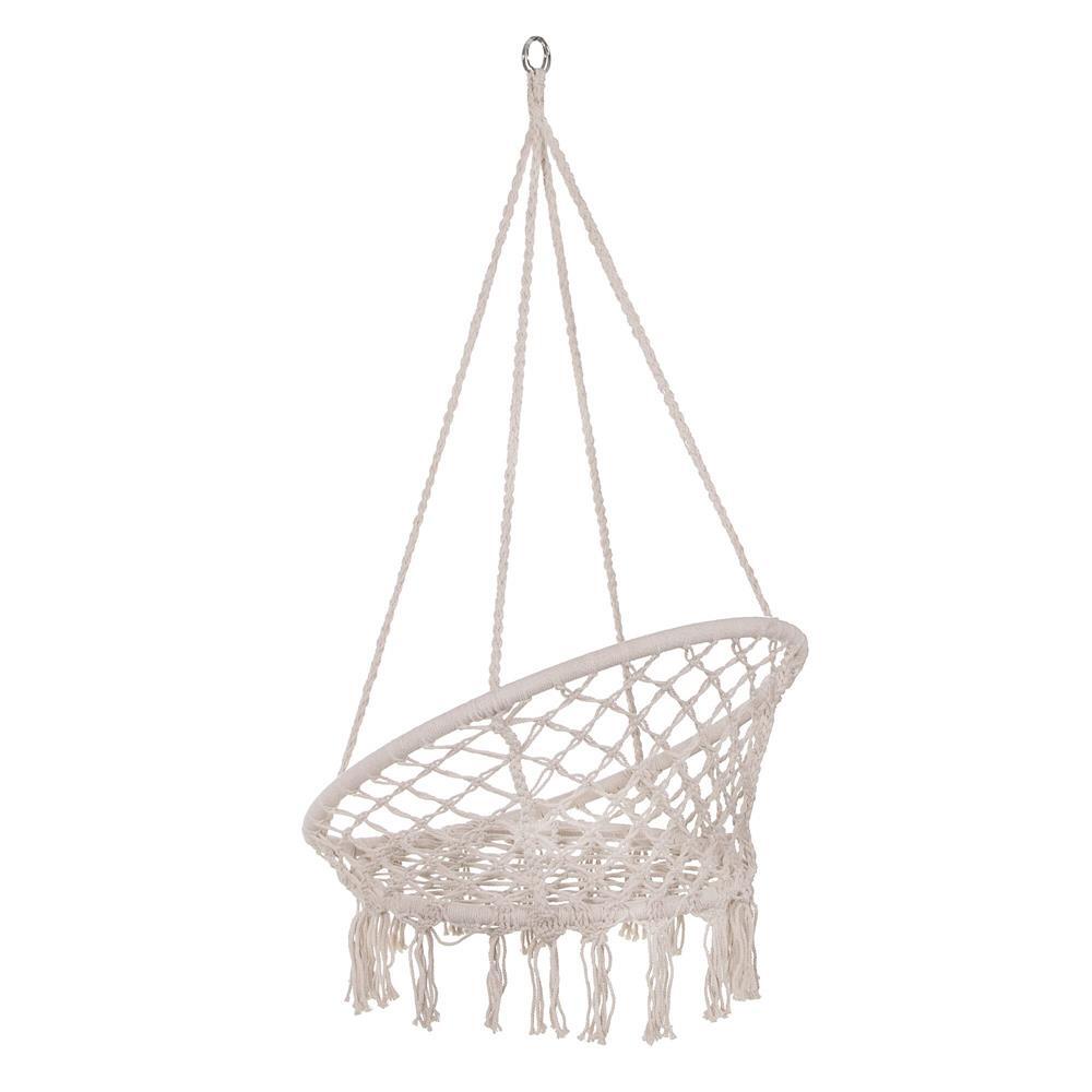 Hamac brazilian, tip scaun, Springos, crem, max 150kg, 79x80x120 cm