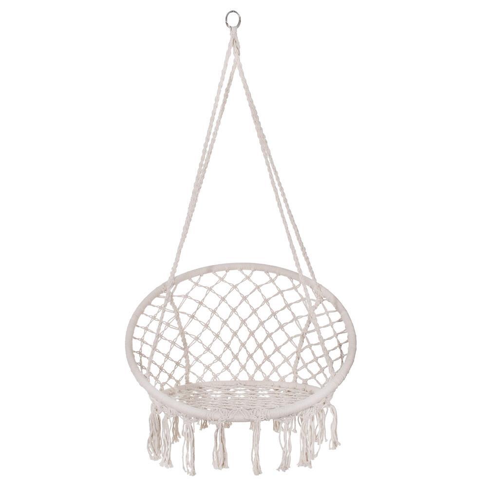 Hamac brazilian, tip scaun, Springos, crem, max 150kg, 79x80x120 cm