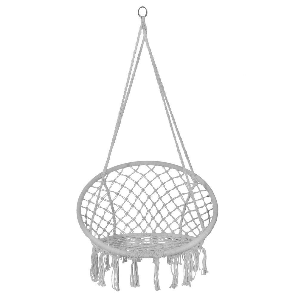 Hamac brazilian, tip scaun, Springos, gri, max 150kg, 79x80x120 cm