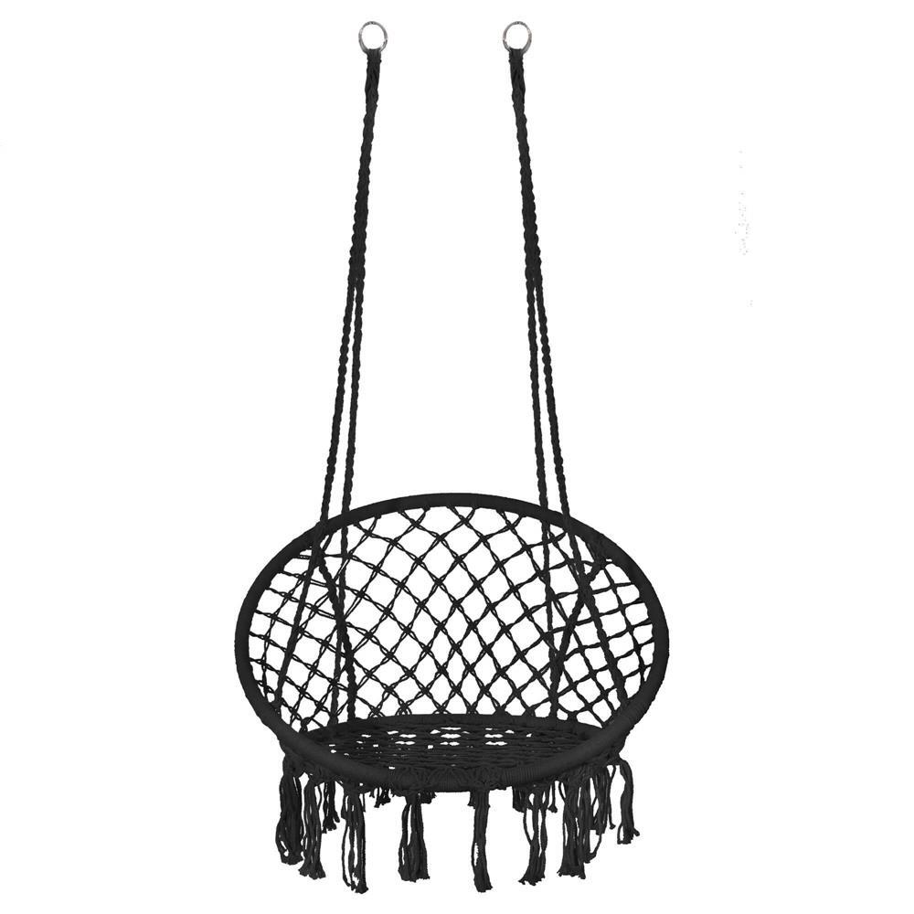 Hamac brazilian, tip scaun, Springos, negru, max 150kg, 79x80x120 cm