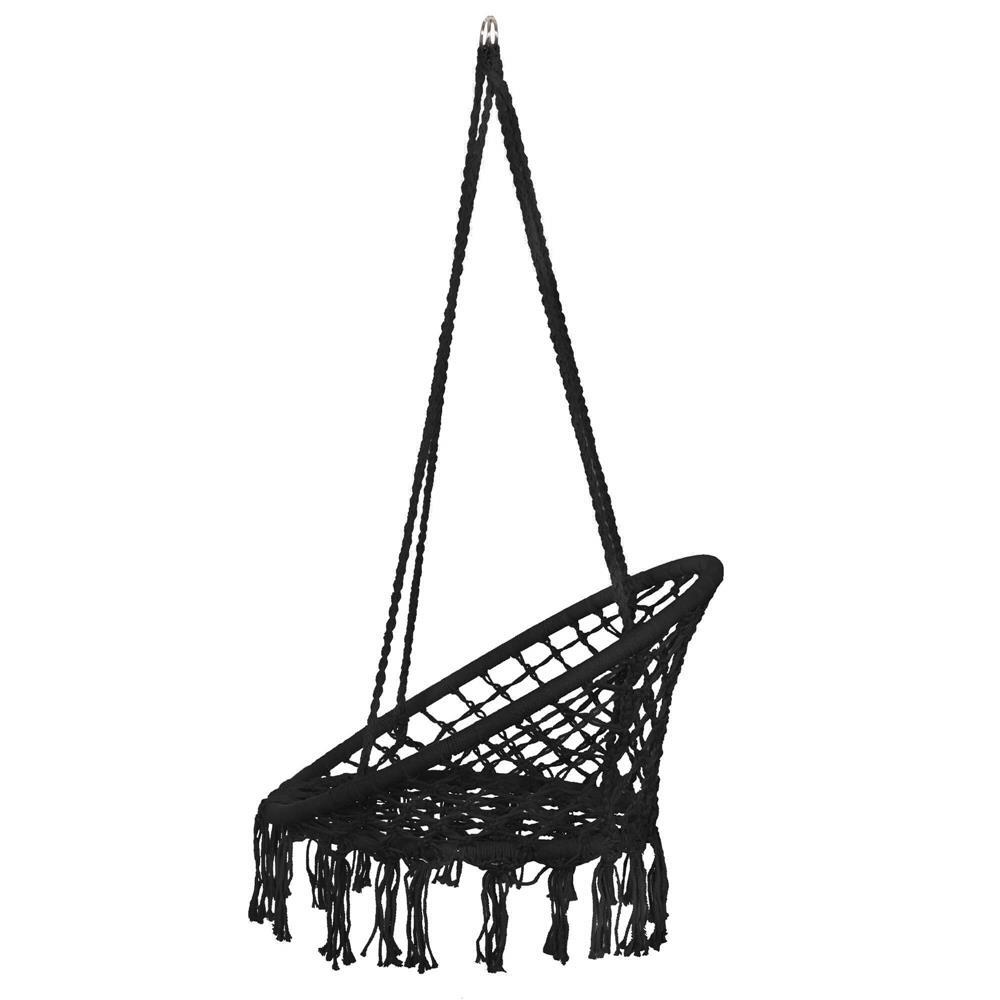 Hamac brazilian, tip scaun, Springos, negru, max 150kg, 79x80x120 cm