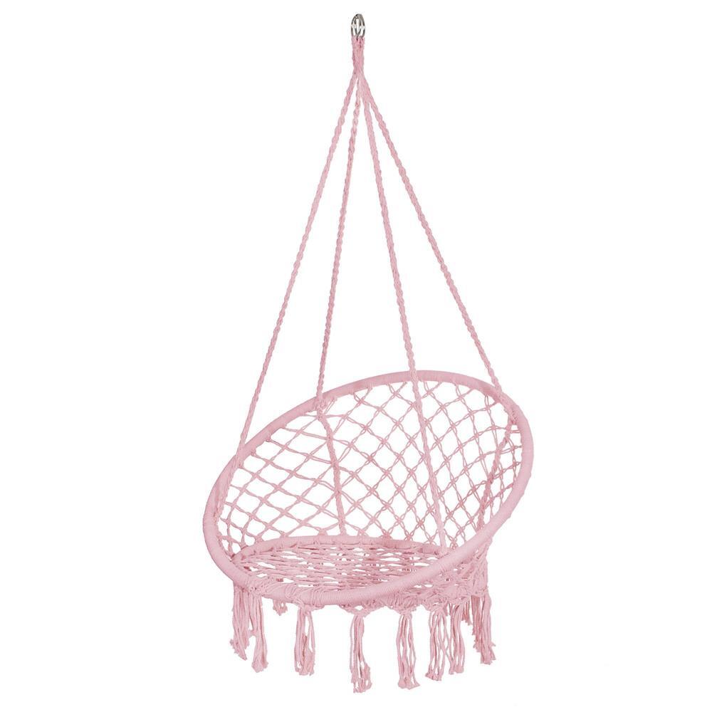 Hamac brazilian, tip scaun, Springos, roz, max 150kg, 79x80x120 cm