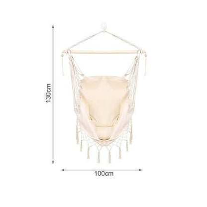 Hamac tip scaun, cu 2 perne, bej, max 100 kg, 100x130 cm