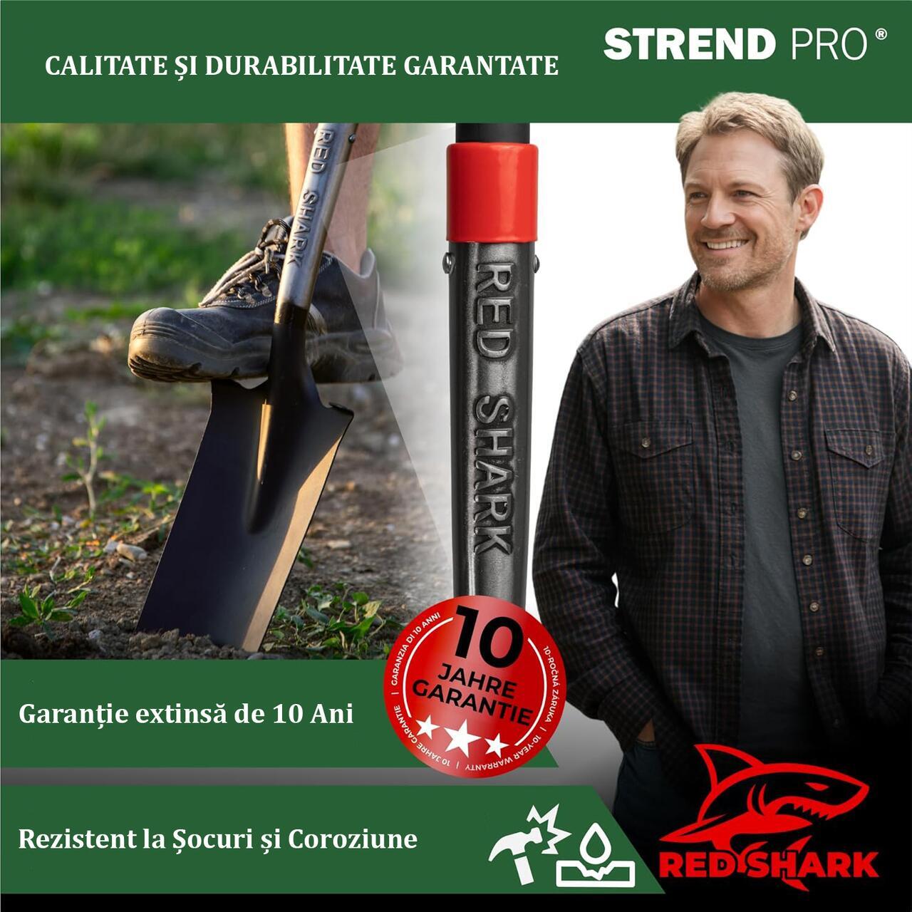 Set harlet, cazma, ingust, varf zimtat, maner fibra sticla, 128 cm, cu manusi, RedShark
