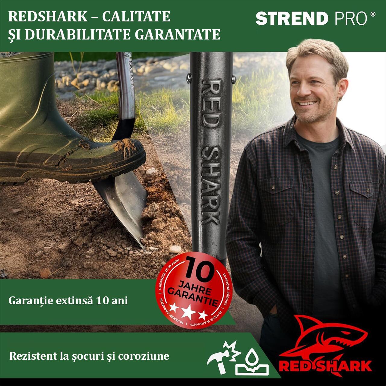 Set harlet, cazma, ingust, varf zimtat, maner lemn, 128 cm, cu manusi, RedShark