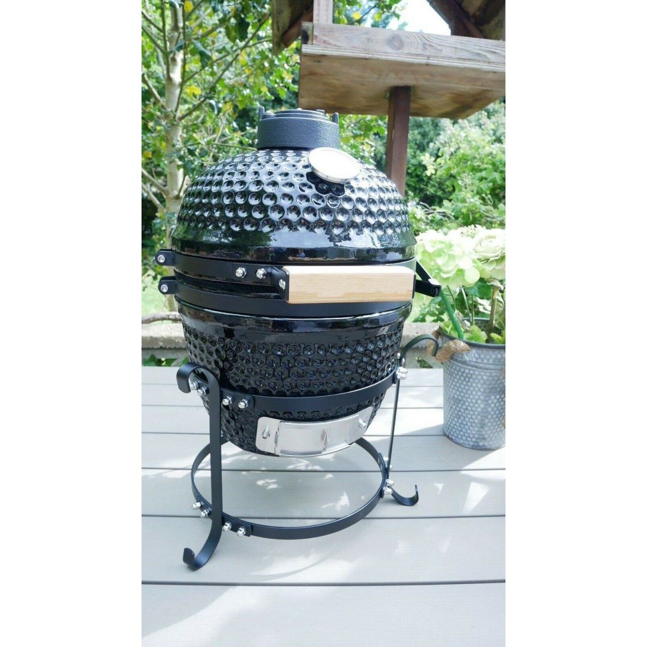 Gratar gradina, grill rotund, ceramic, cu capac, 35x40.5x55 cm, Kamado Egg 13
