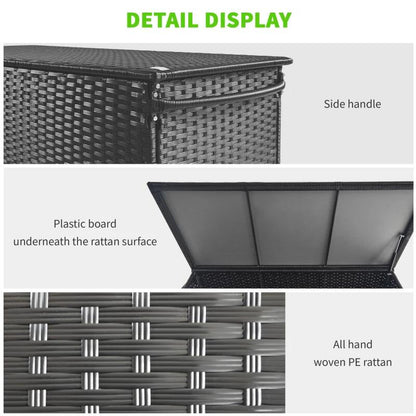 Lada depozitare de gradina, ratan sintetic, negru, max 30 kg, 121x57x67 cm